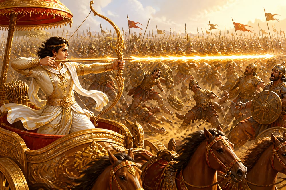 Abhimanyu breaking through the first ring