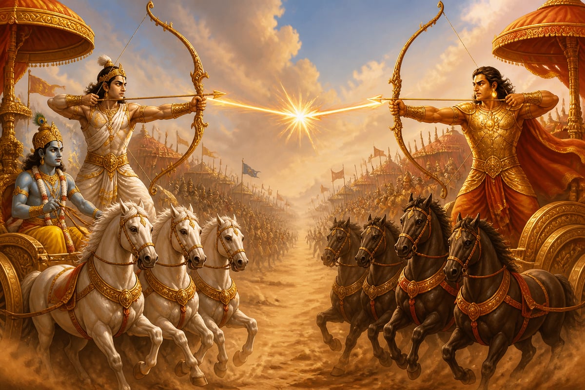 The great duel of Arjuna and Karna