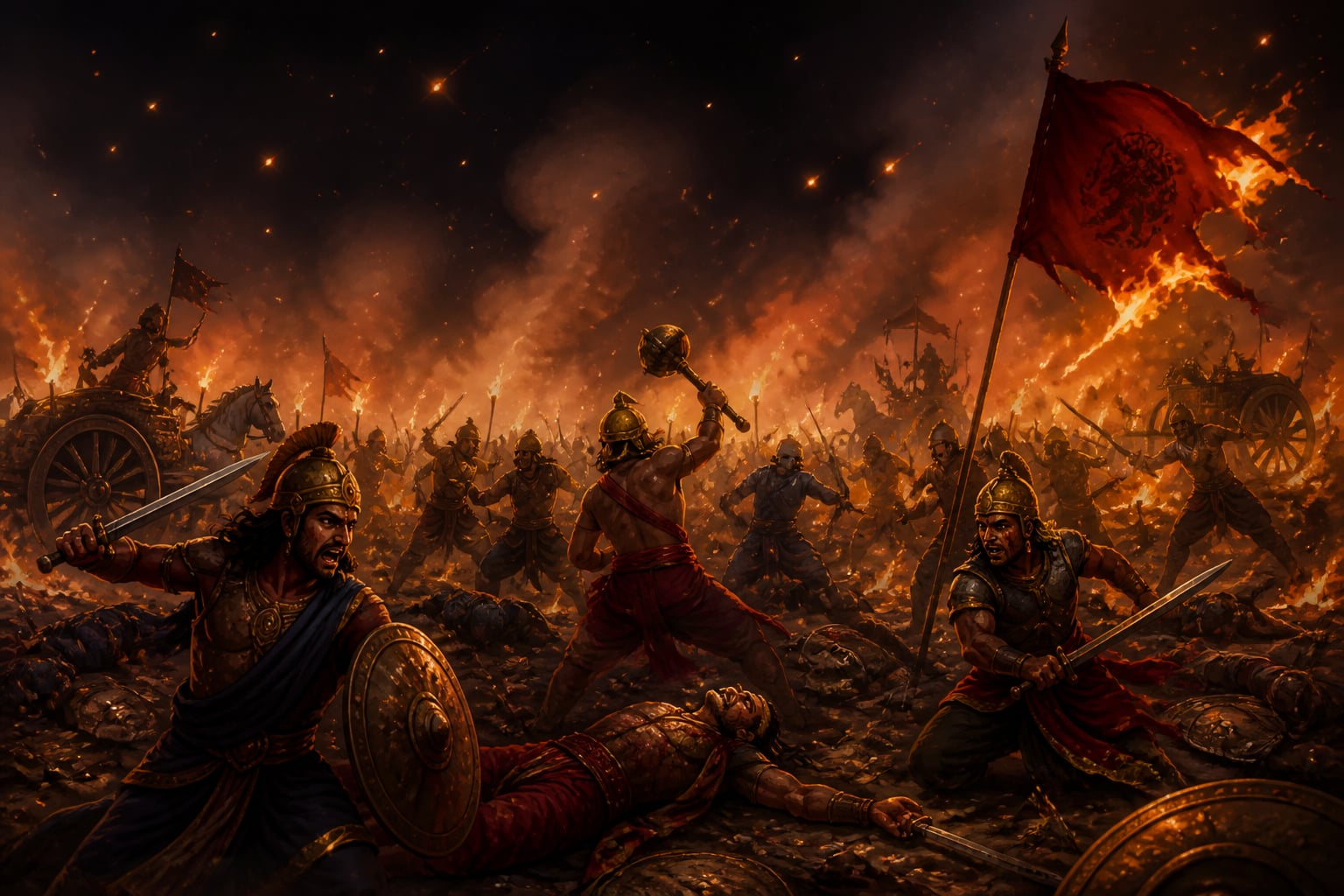 The torchlit chaos of the night battle