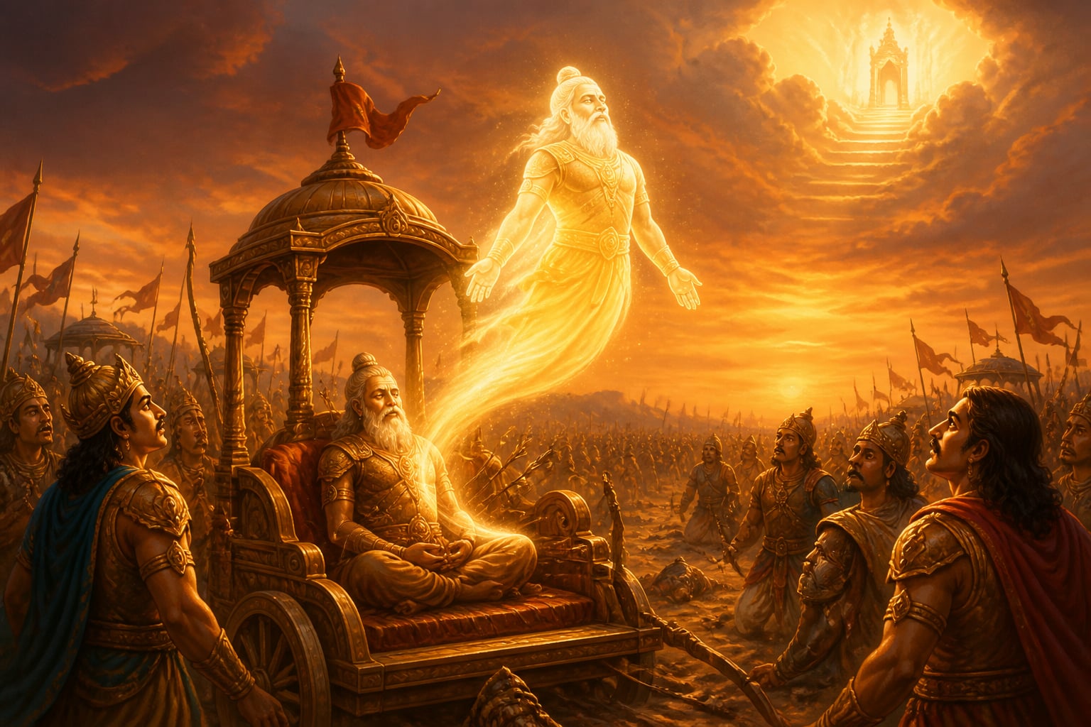 Drona's soul departing as luminous form