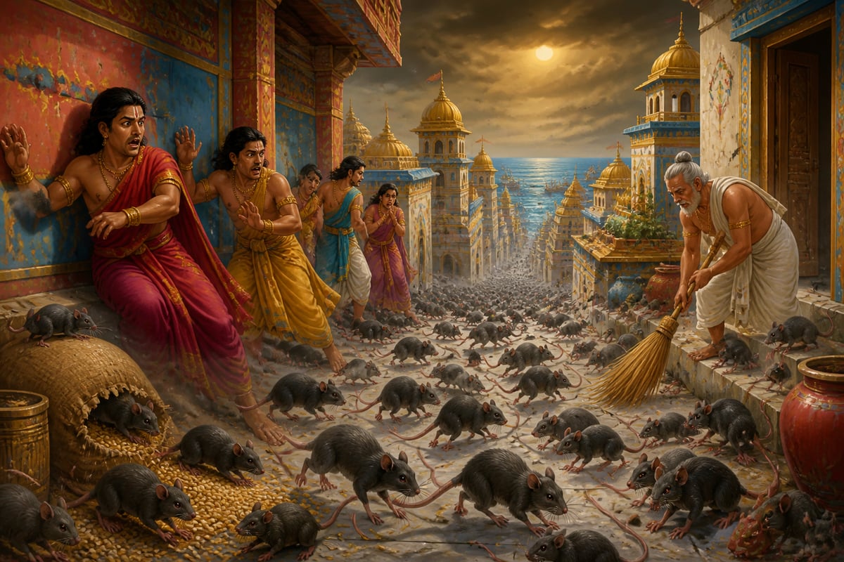 Swarms of rats overrunning the streets of Dwaraka in daylight