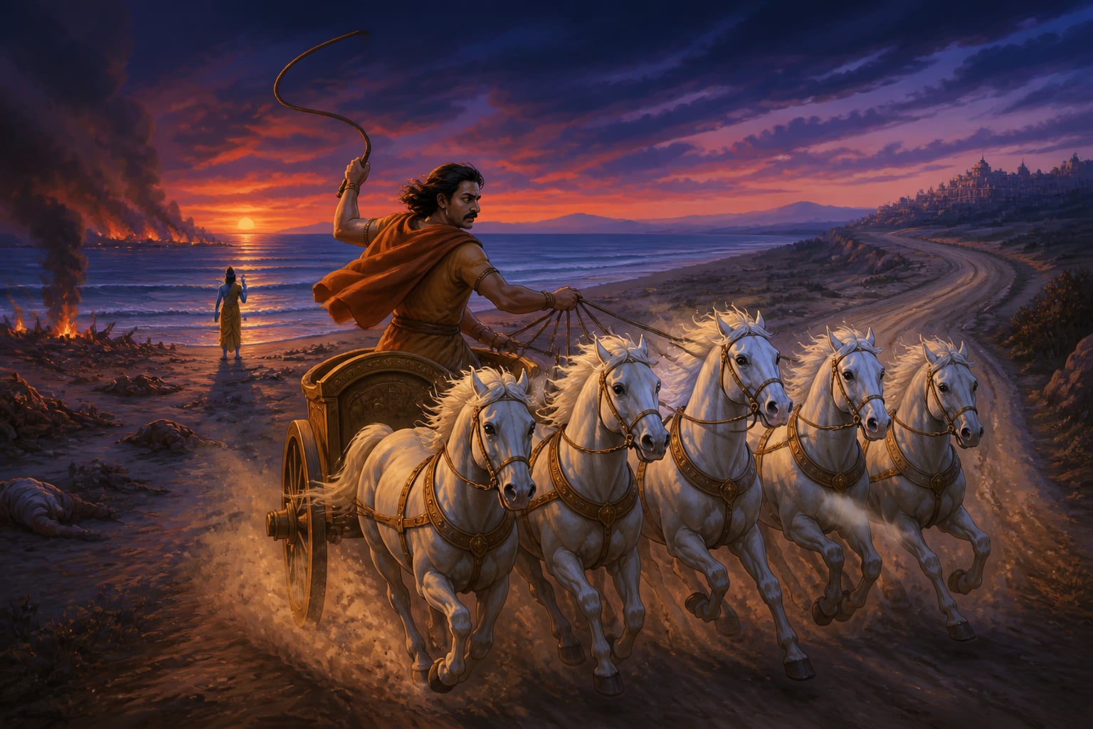 Daruka driving north to bring news to Arjuna