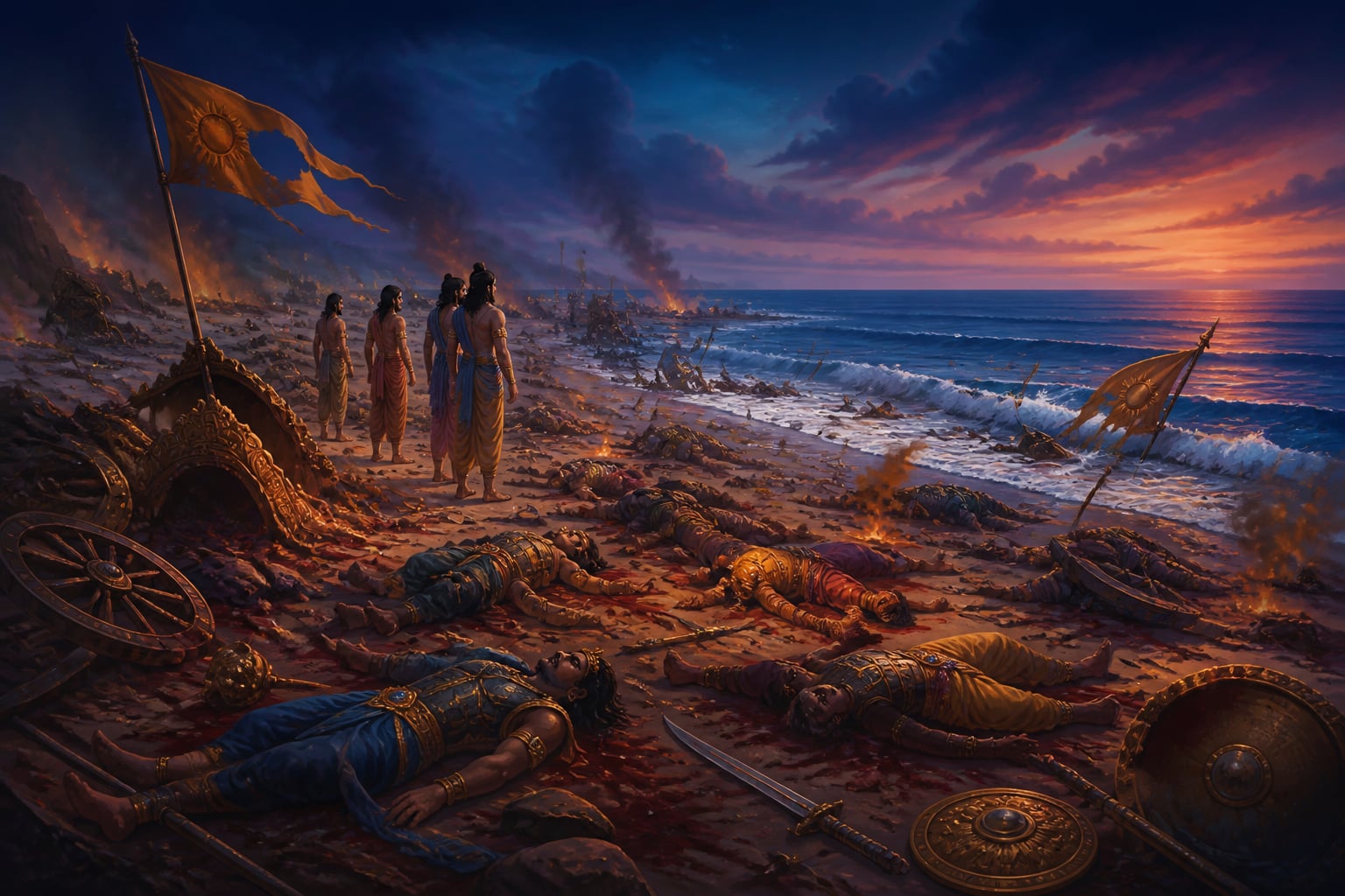 The aftermath of the Yadava massacre on the sands of Prabhasa