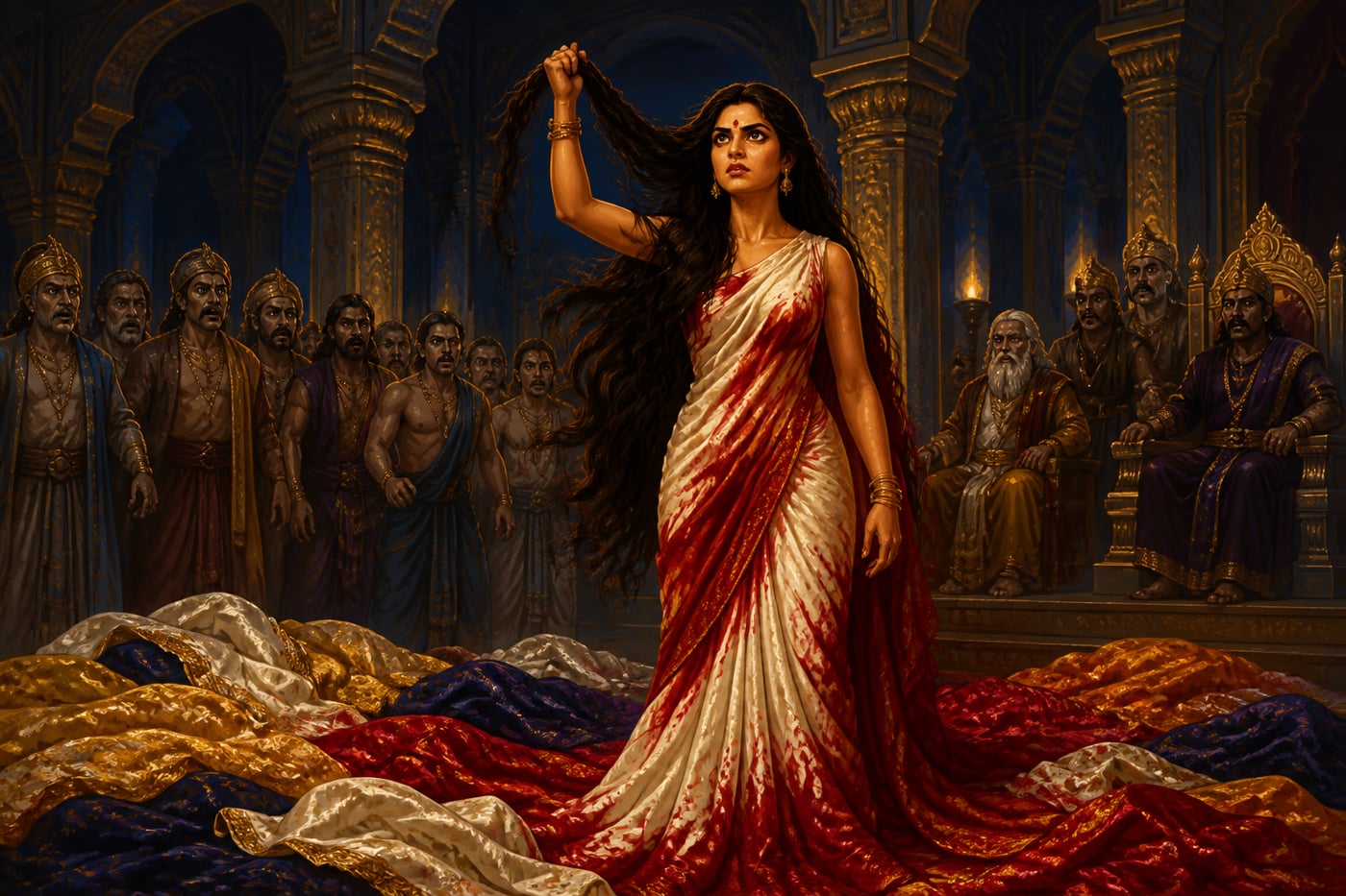 Draupadi vowing her hair will remain unbound