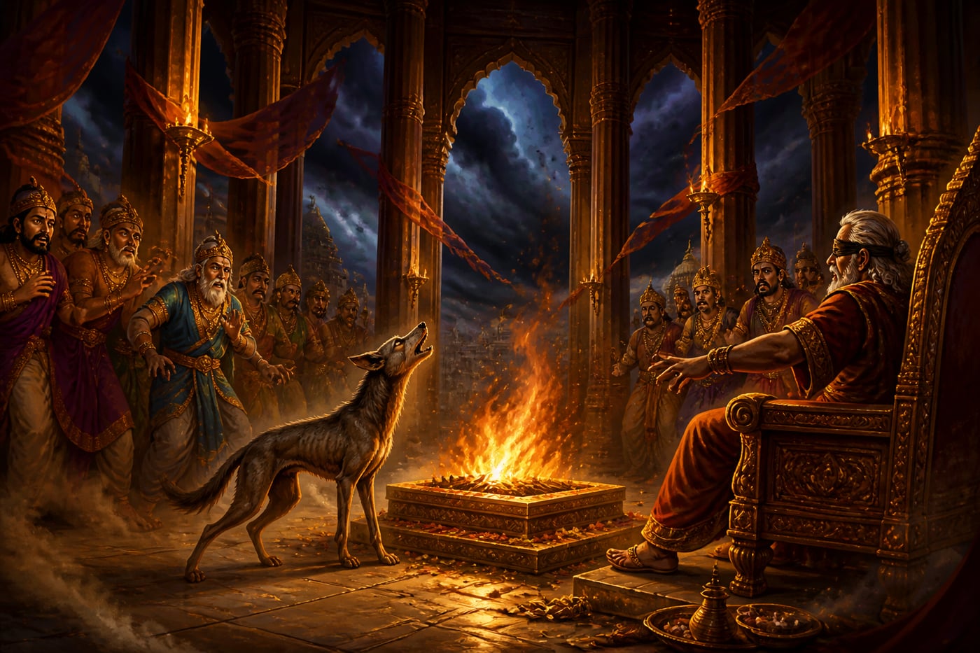 Omens shaking the Hastinapura hall