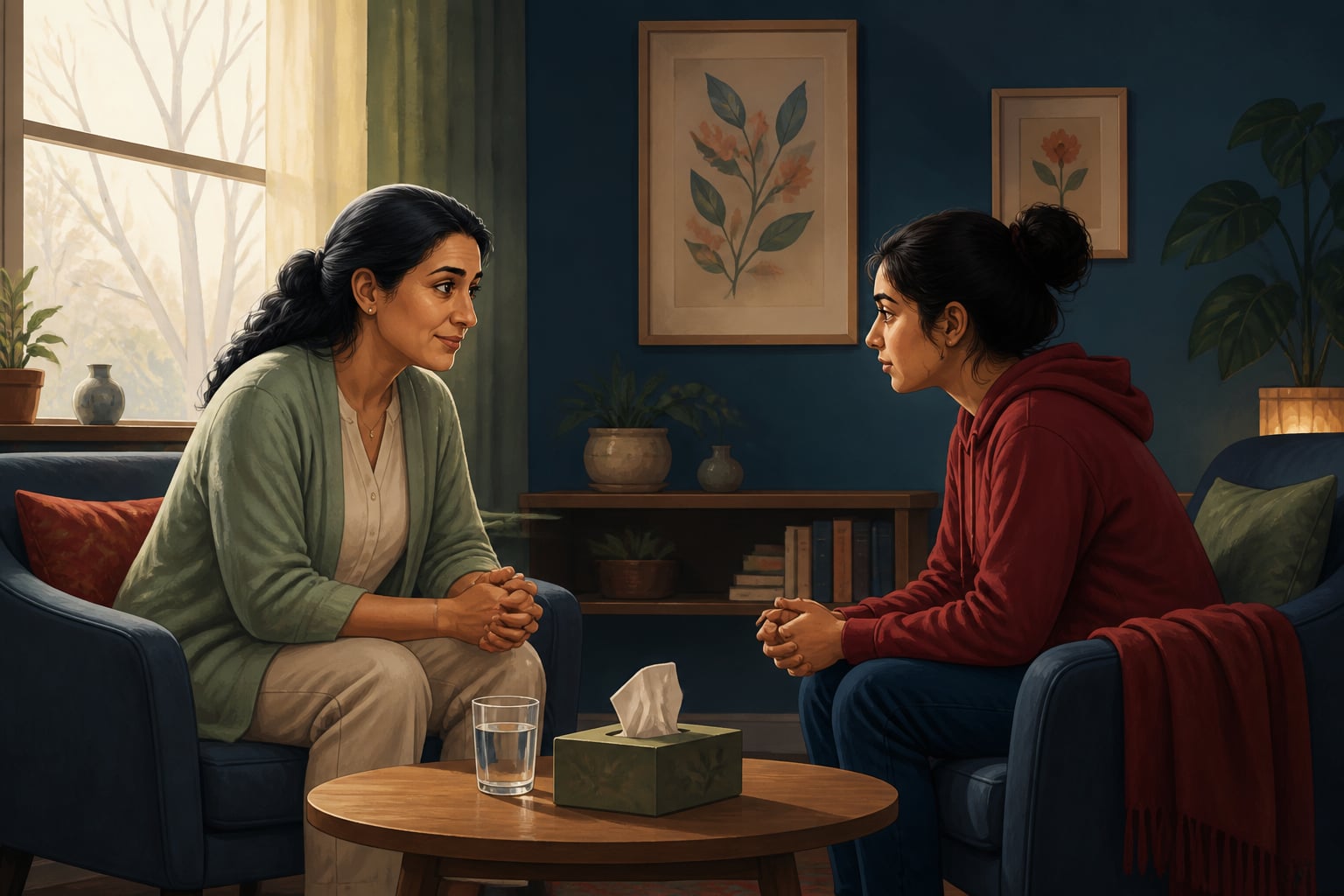 A trauma therapist helping a client break a cycle