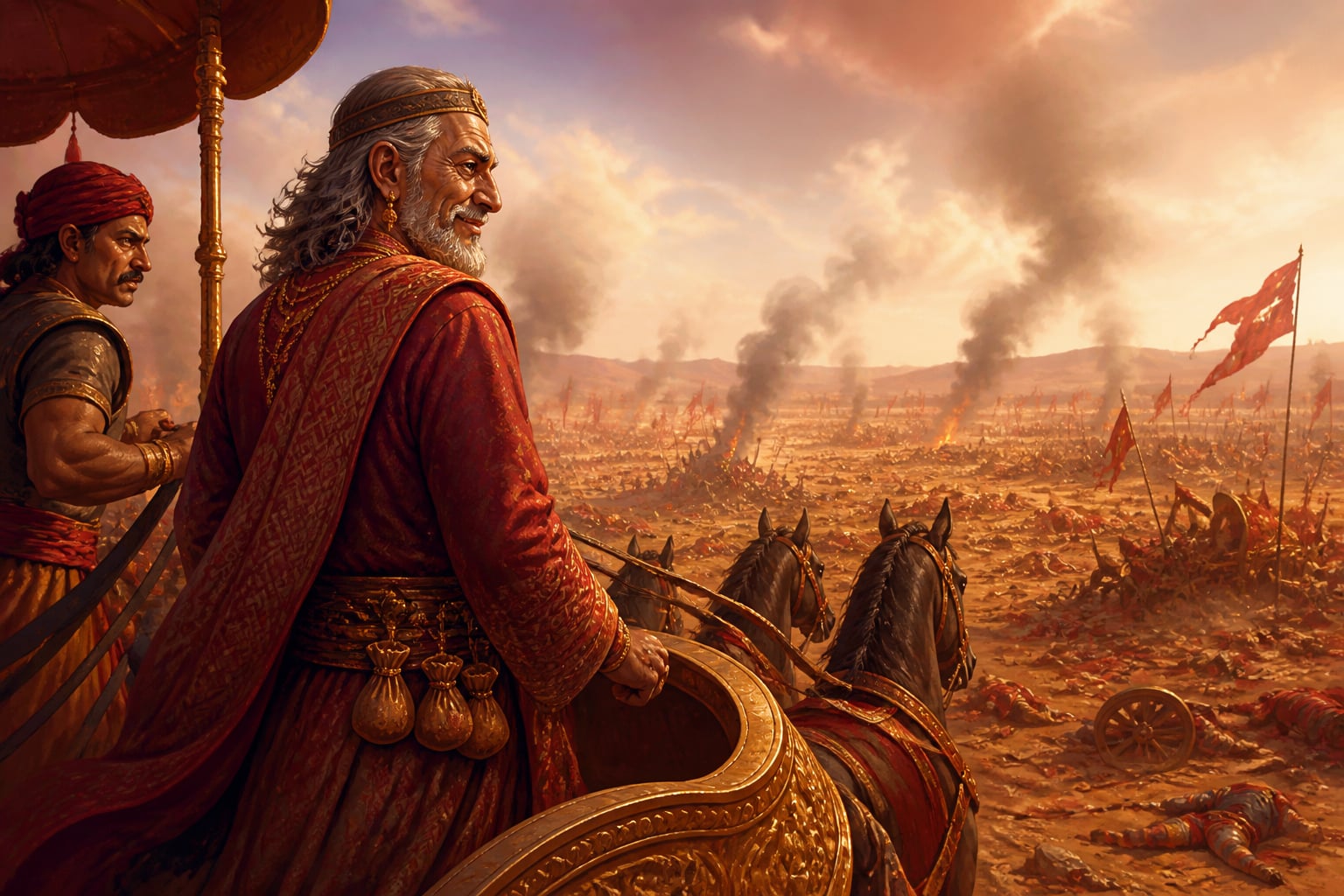 Shakuni watches the dying Kaurava ranks from a rise