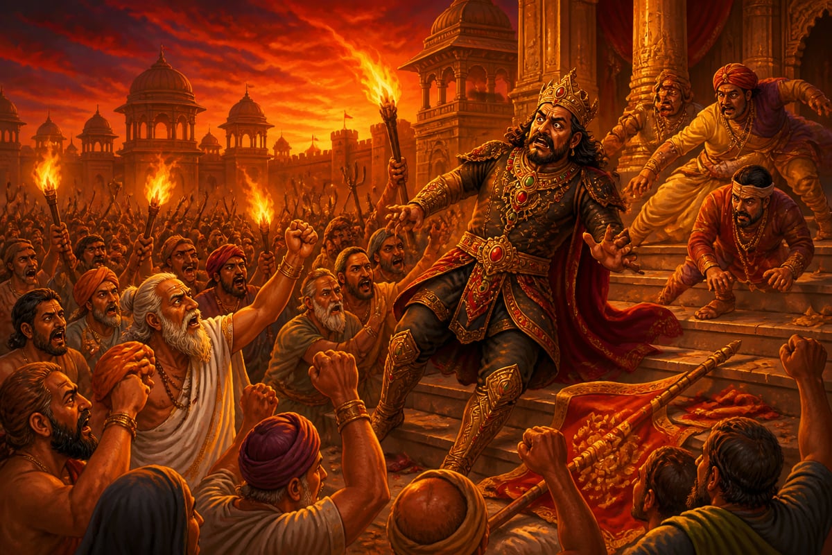 The harsh tyrant Vena being overthrown by his own people
