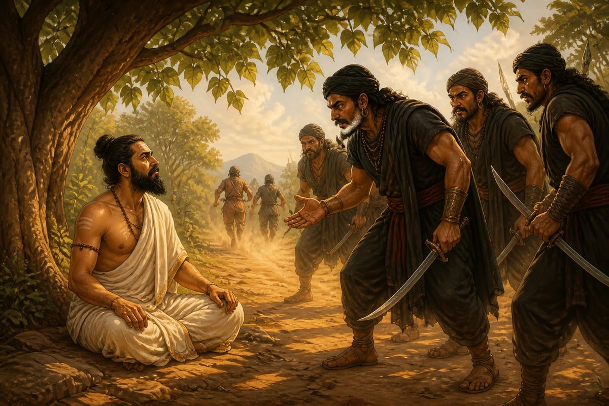 Kaushika the brahmin questioned by robbers at the crossroads