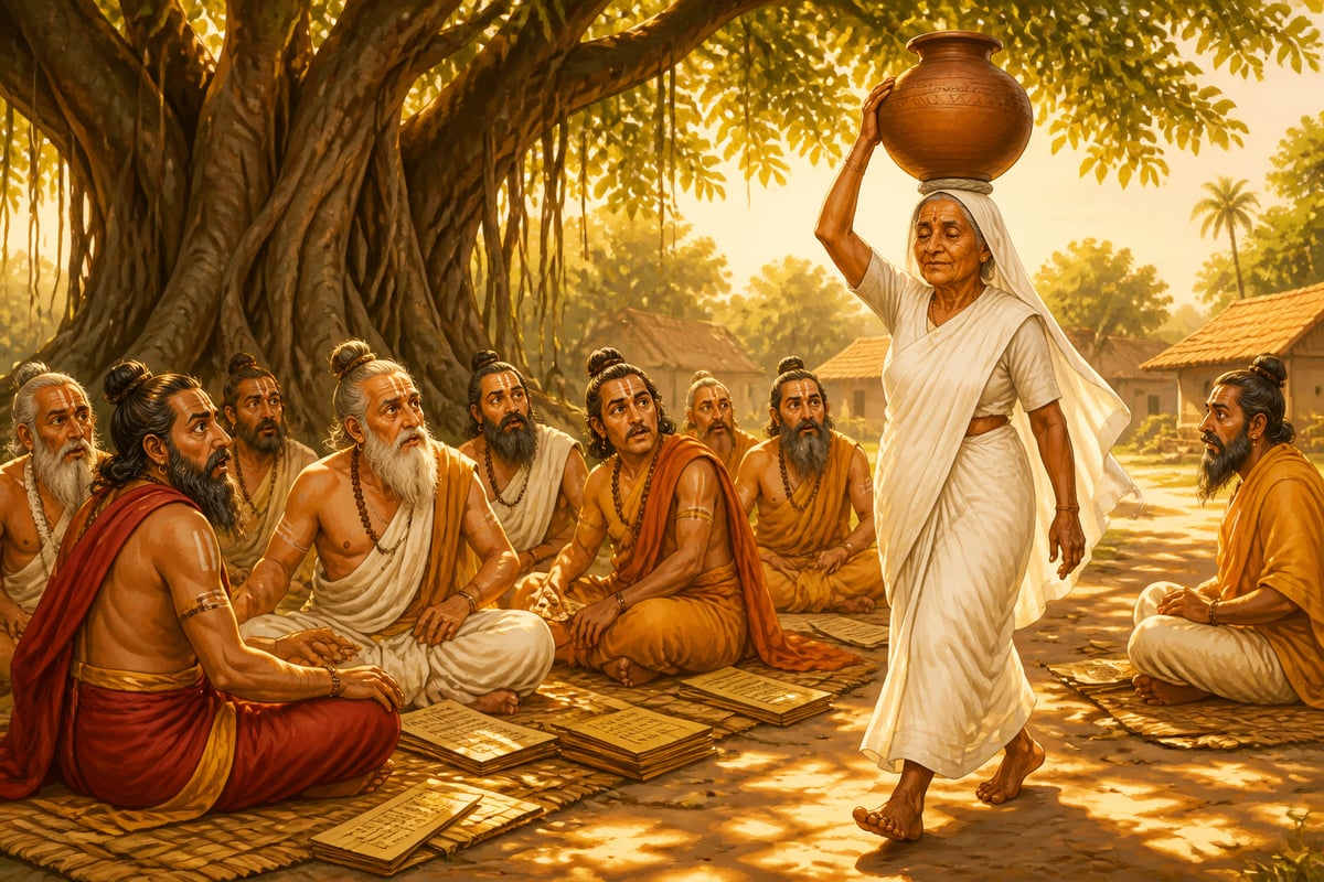 An illiterate water-carrying woman silencing the learned scholars