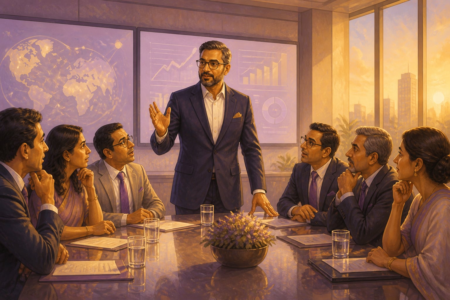 A modern leader making a principled long-term choice in the boardroom