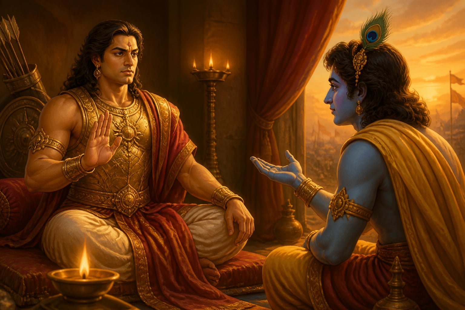 Karna refuses Krishna's offer with quiet absolute resolve