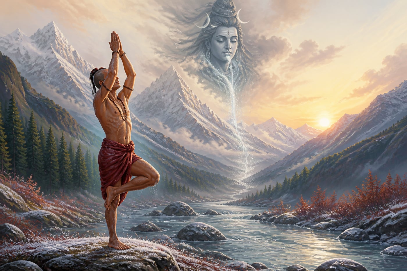 Bhagiratha's tapasya draws the Ganga down from heaven