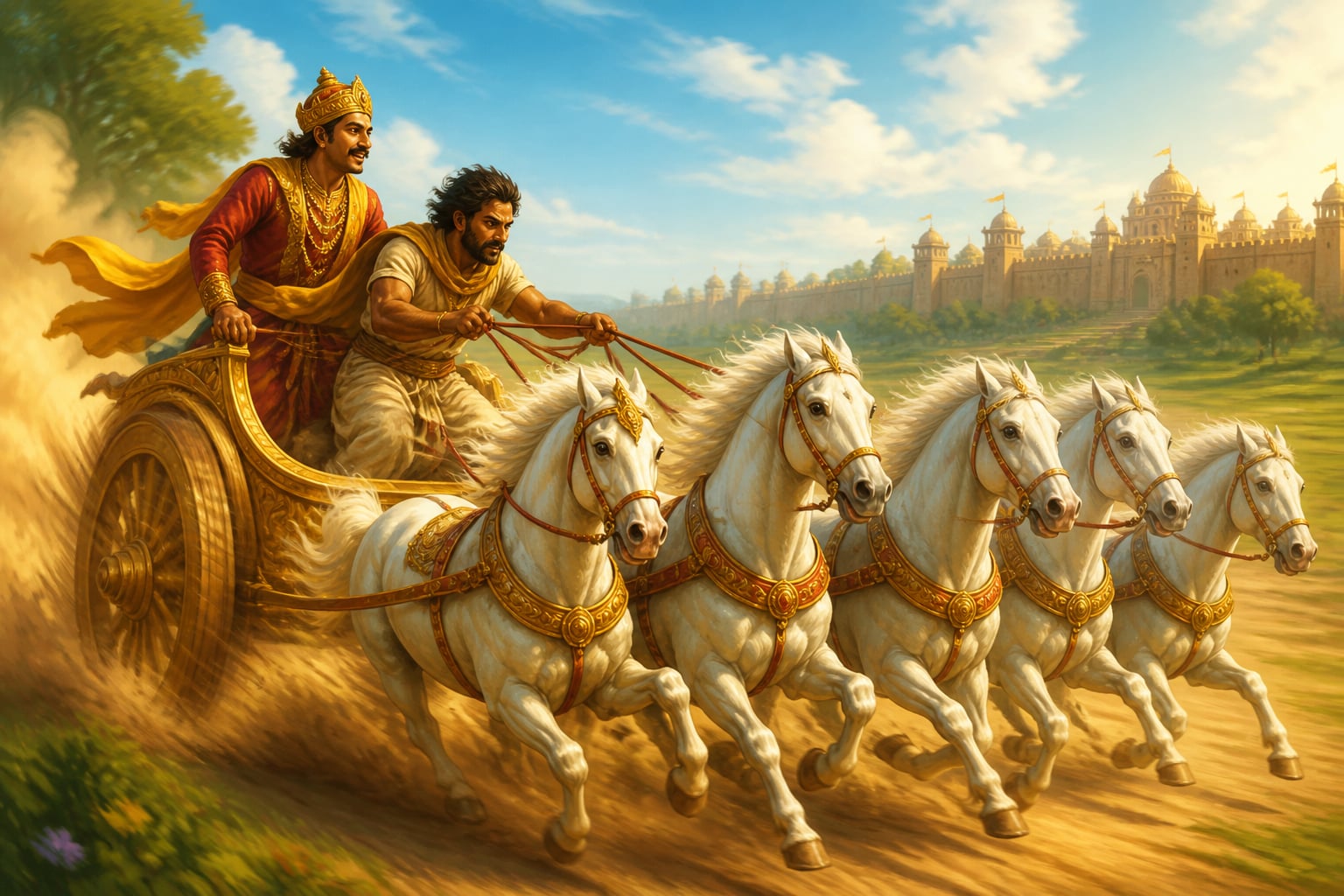 Bahuka drives Rituparna's chariot at impossible speed