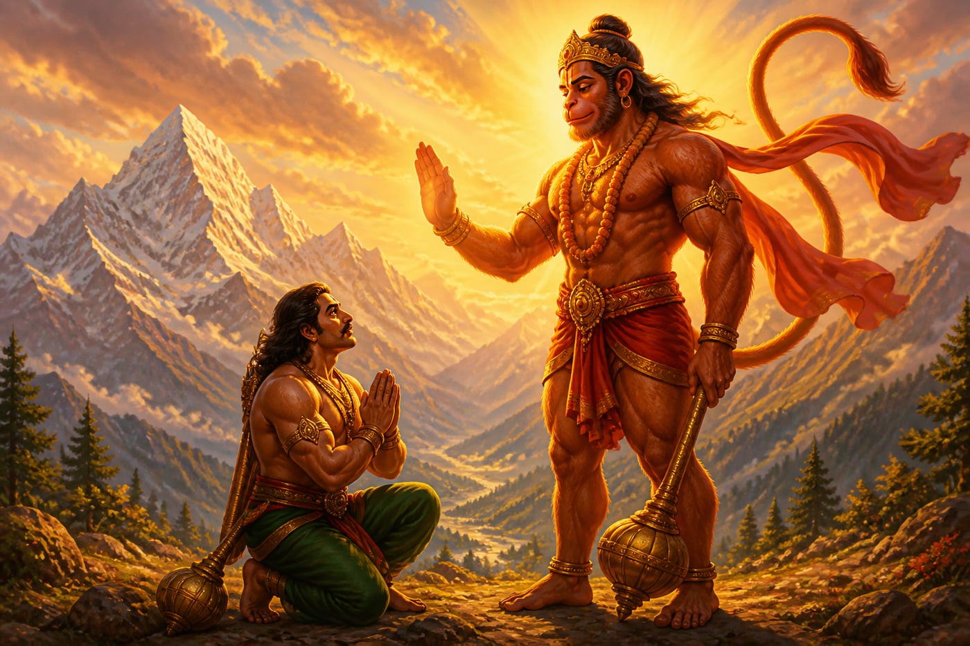 Hanuman in his true form blesses Bhima
