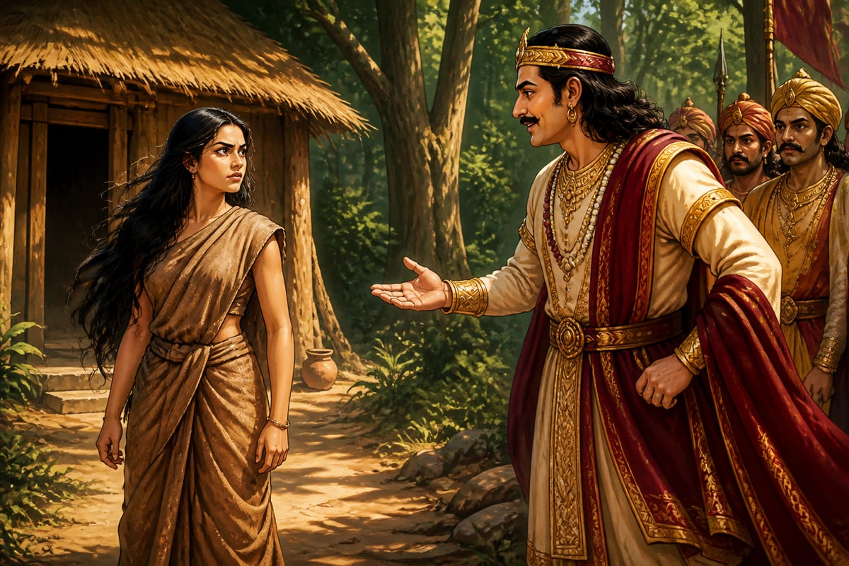Draupadi defies Jayadratha at the empty hermitage