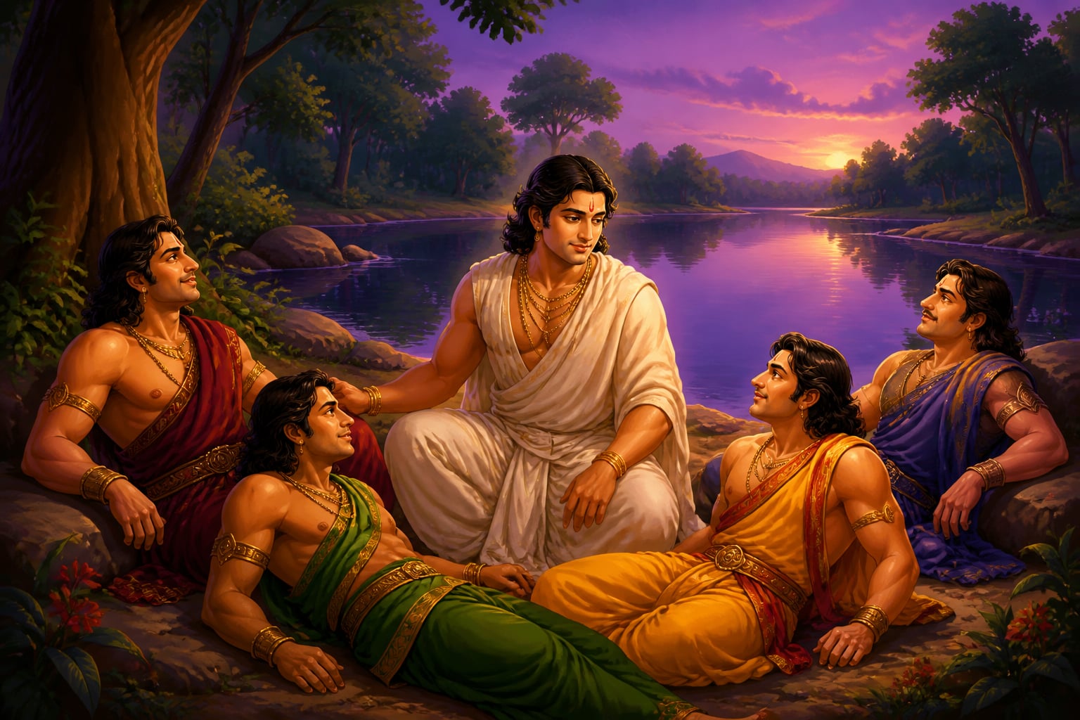 The four brothers awaken at the lake