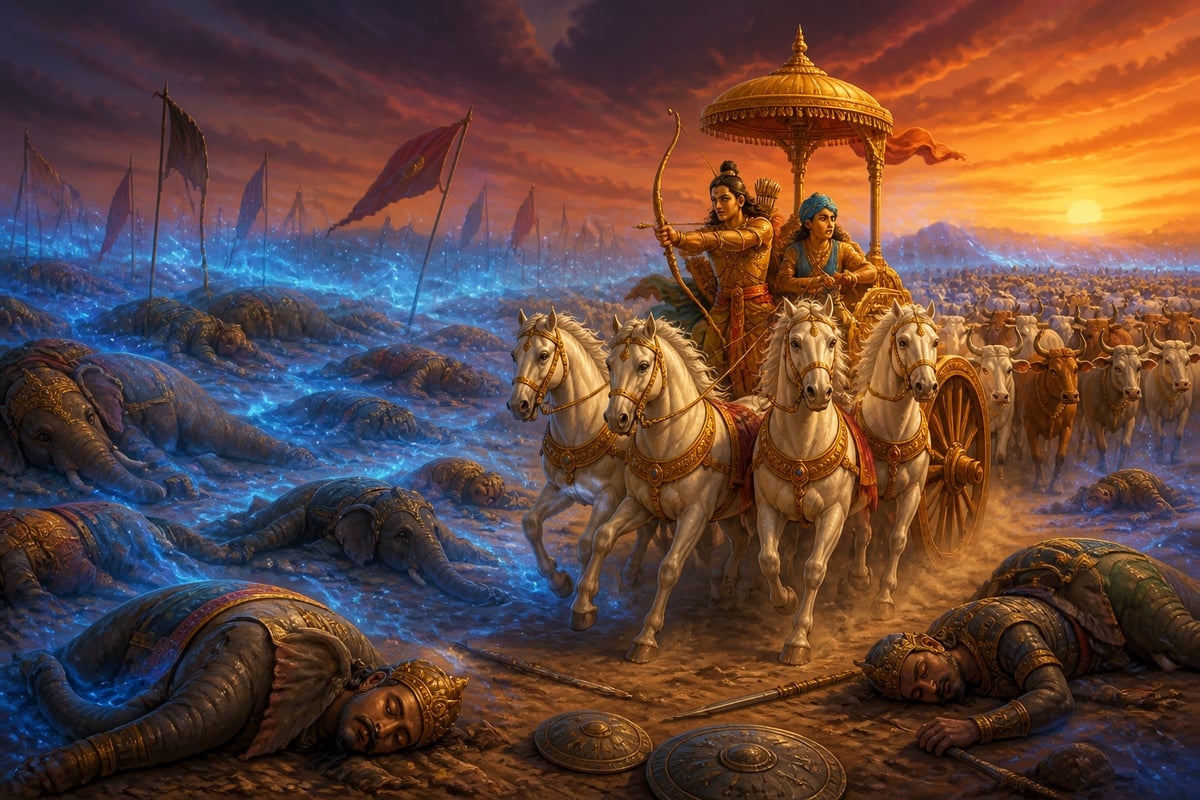 The Sammohana astra plunging the Kaurava army into sleep