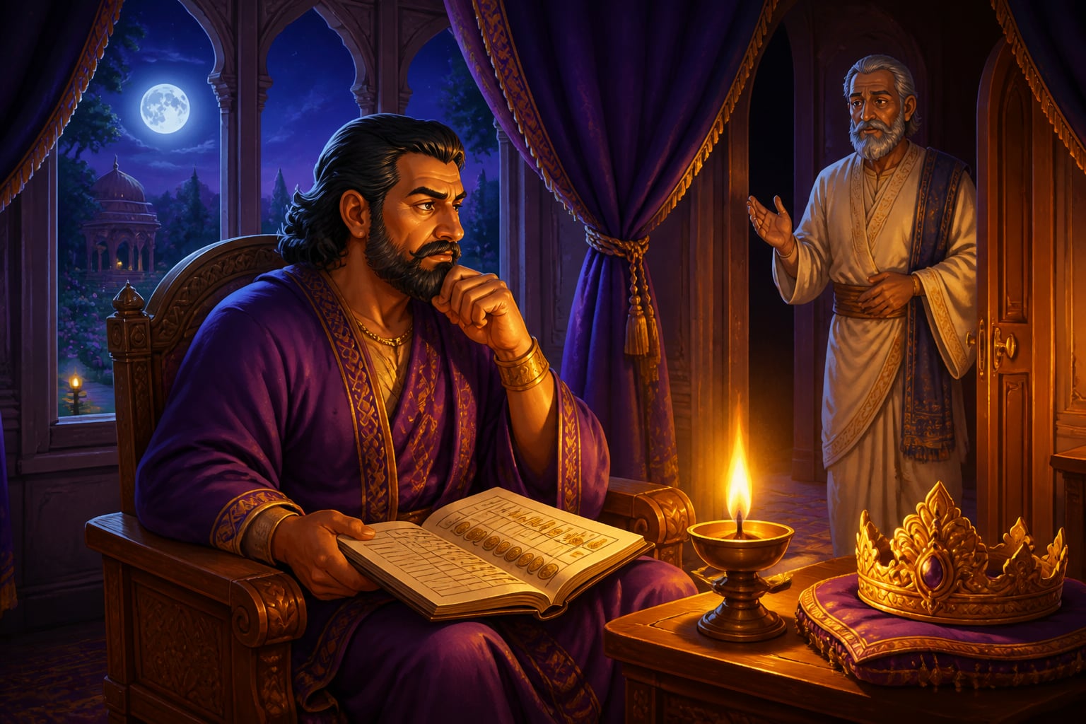 King Nanda reflects alone at night