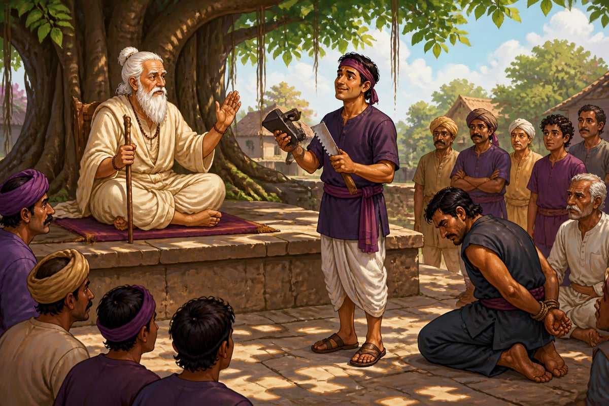 The village elder pronounces the three tests of evidence