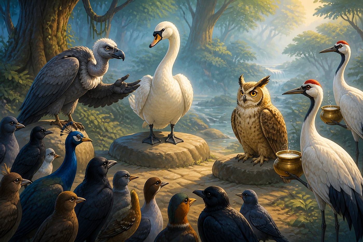 The assembly of birds choosing their king