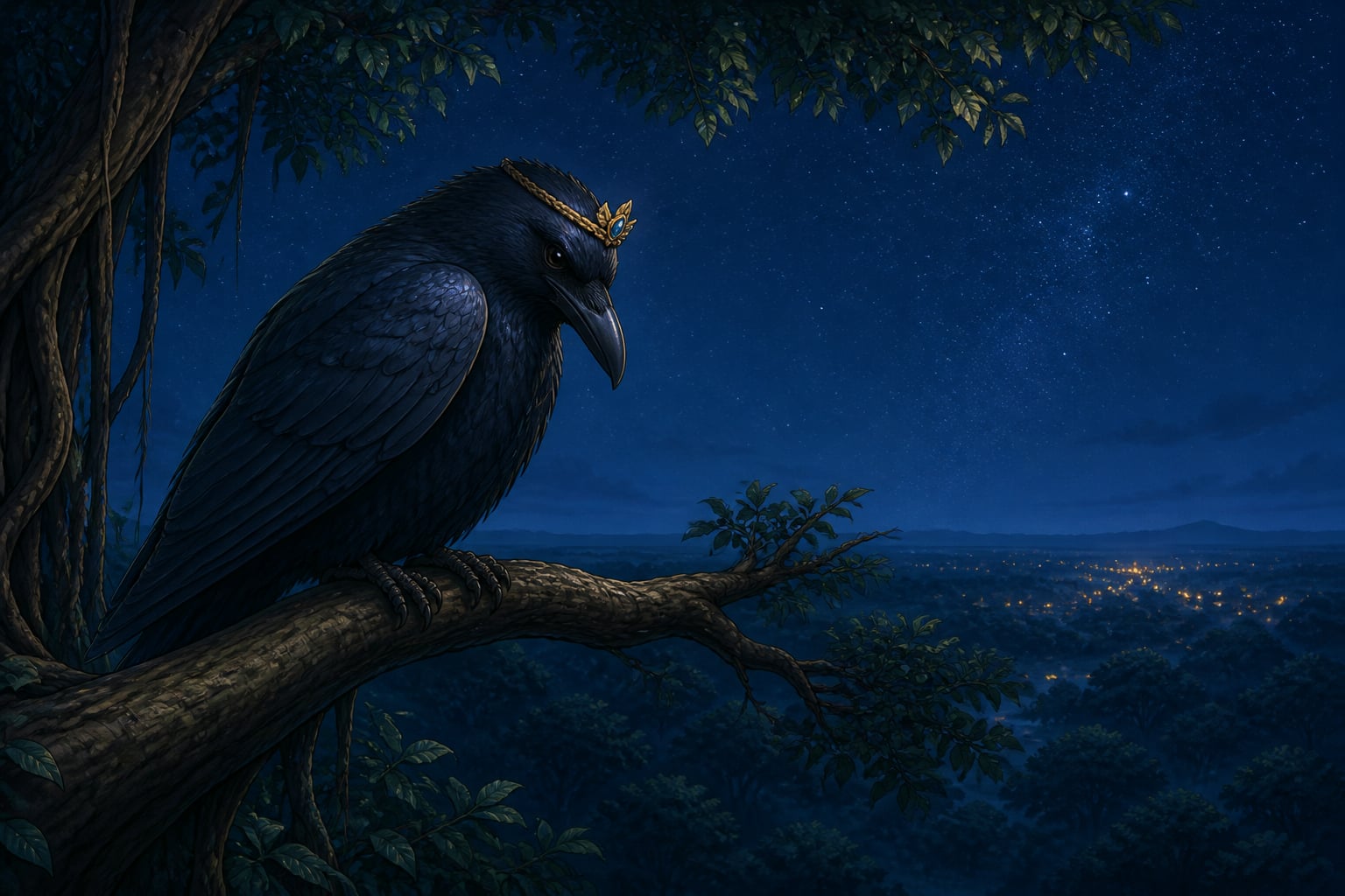 King Megavarna alone in despair on the highest branch