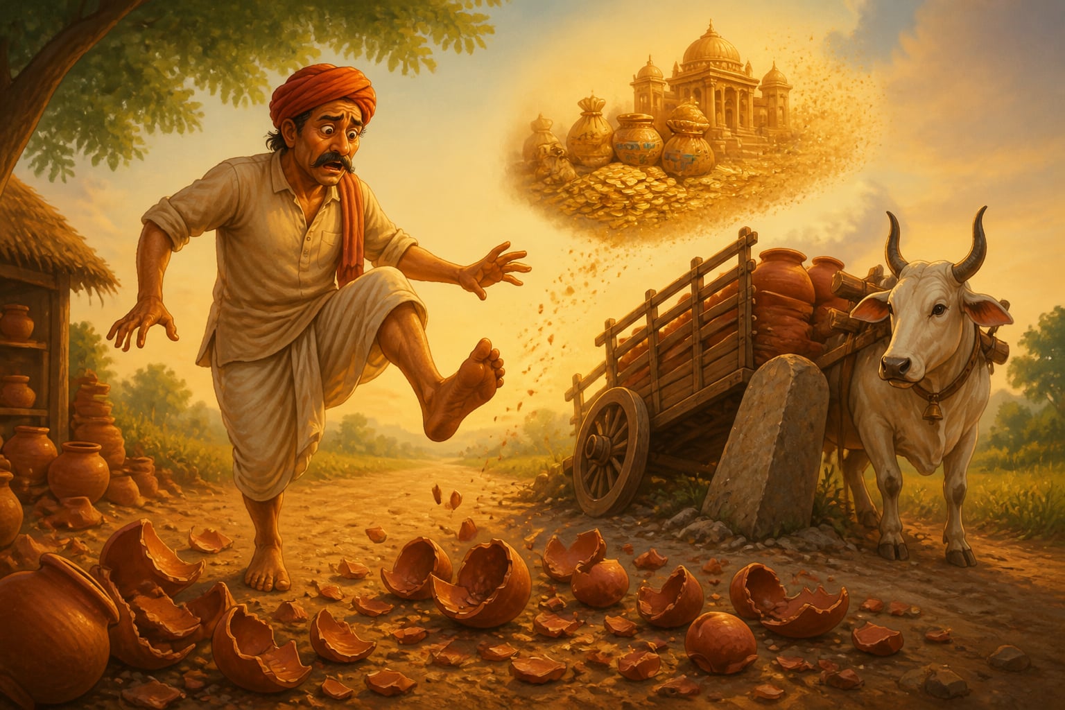 Potter Kumbhakara among shattered pots