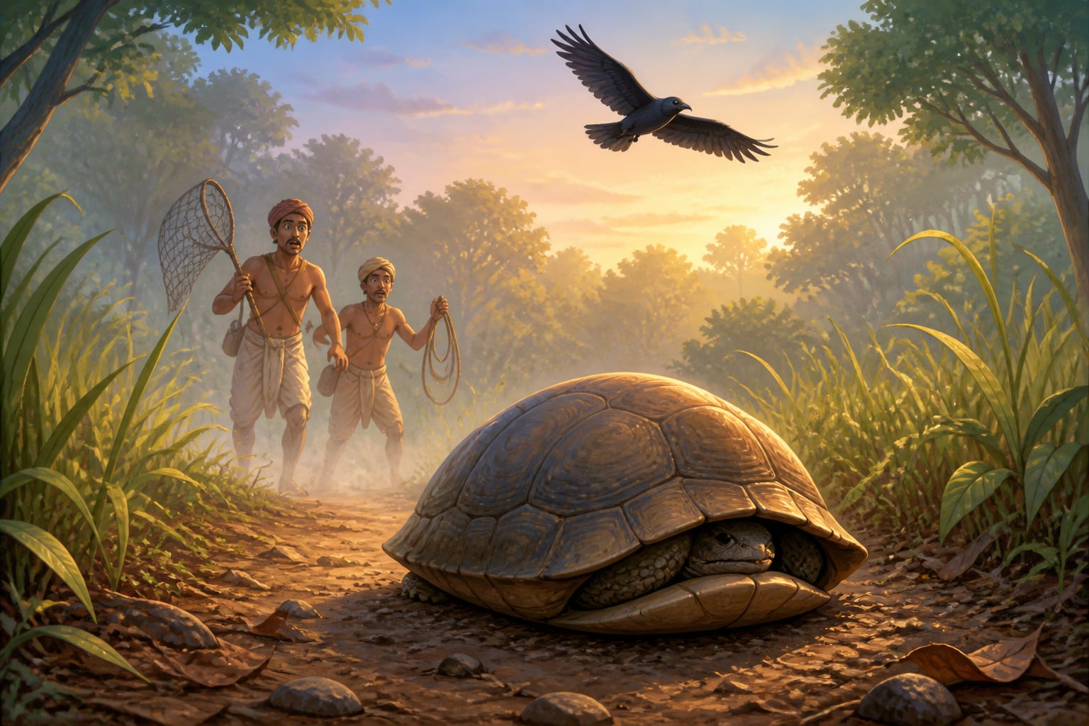 Mantharaka drawing the hunters away at dawn