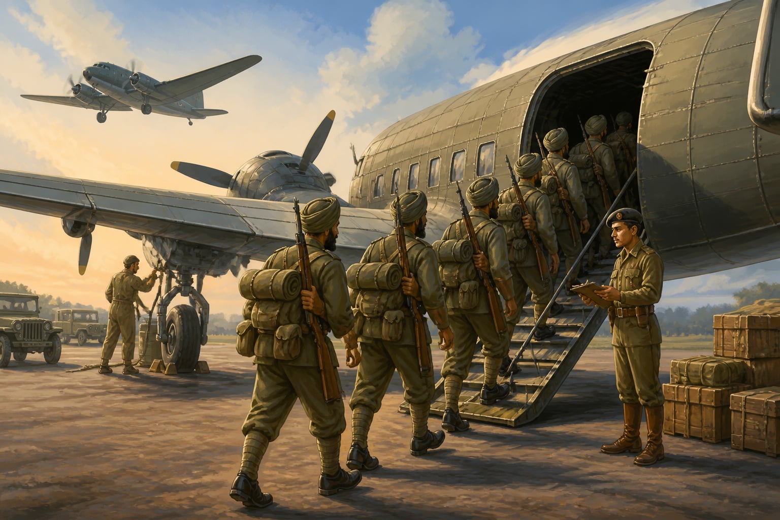 Stripped Dakota airlift of 1 Sikh Regiment to Srinagar in October 1947