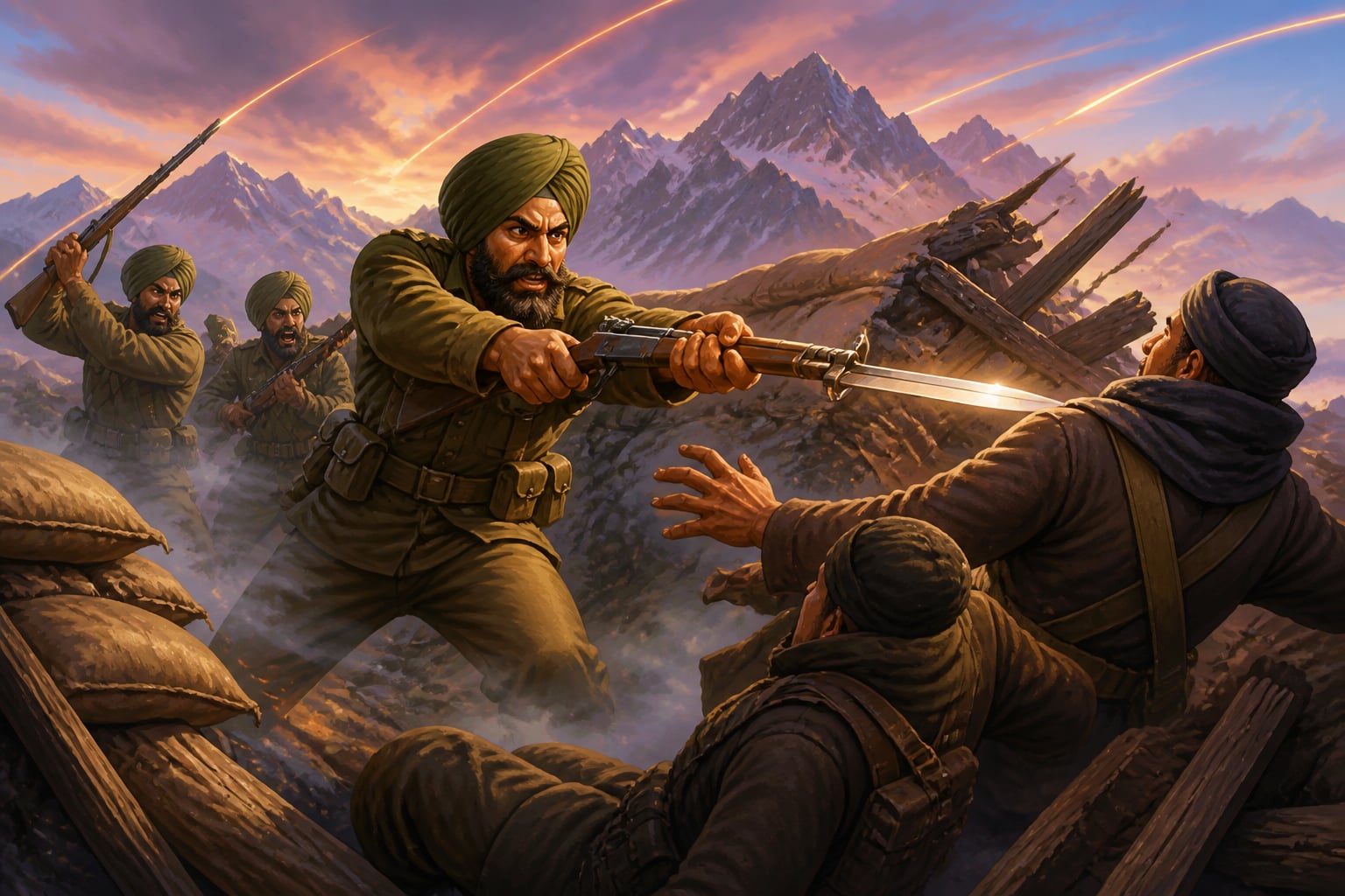 Karam Singh's bayonet charge against breaching enemies at Richhmar Gali