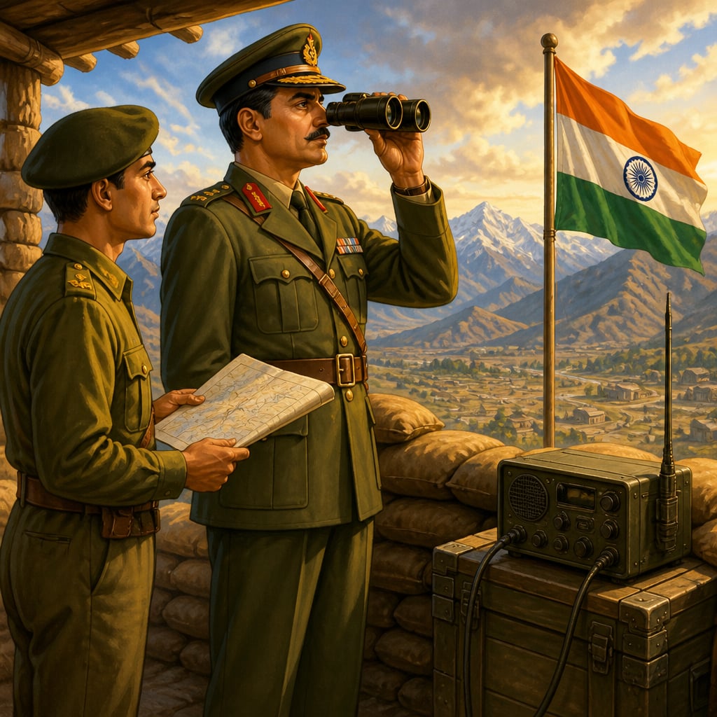 Brigadier Mohammad Usman commanding the defence of Naushera from a forward bunker.