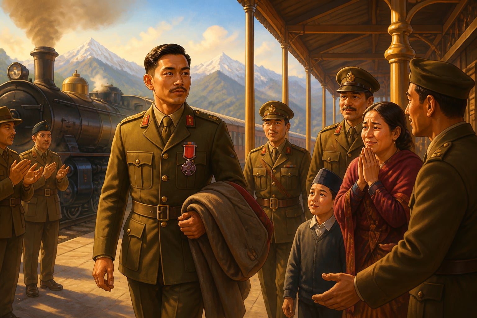 Major Thapa returning home after Chinese captivity