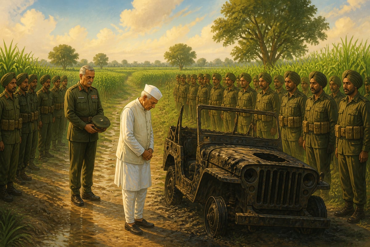 Prime Minister Shastri honouring Abdul Hamid at Asal Uttar