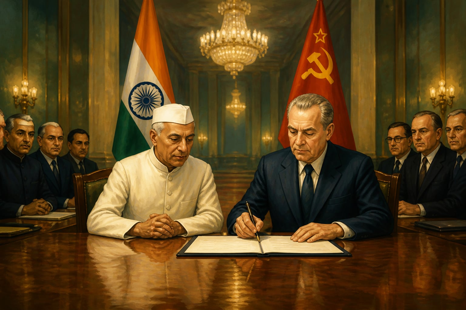 Shastri signing the Tashkent Agreement that returned Haji Pir