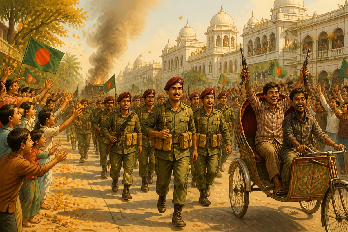 2 Para entering Dhaka on December 16 amid cheering civilians