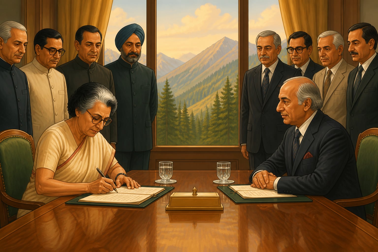 Indira Gandhi and Bhutto signing the Shimla Agreement in 1972
