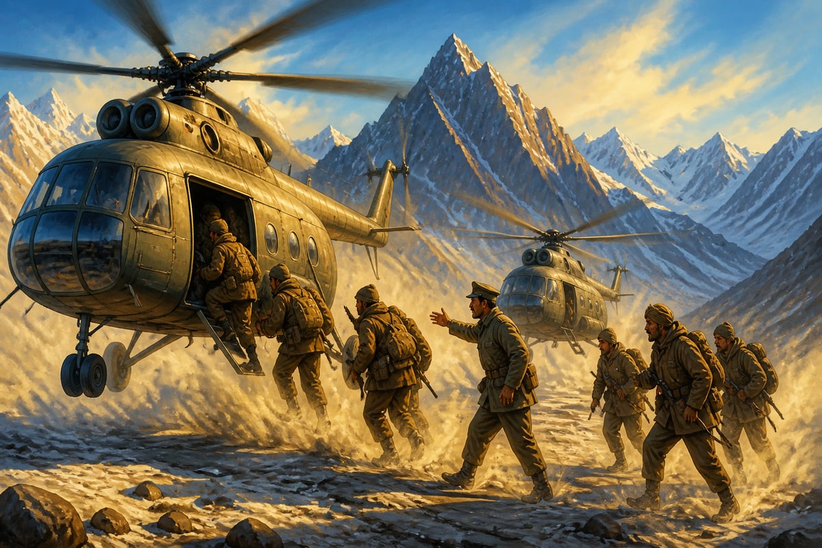Mi-4 helicopters evacuating stragglers from Daulat Beg Oldi