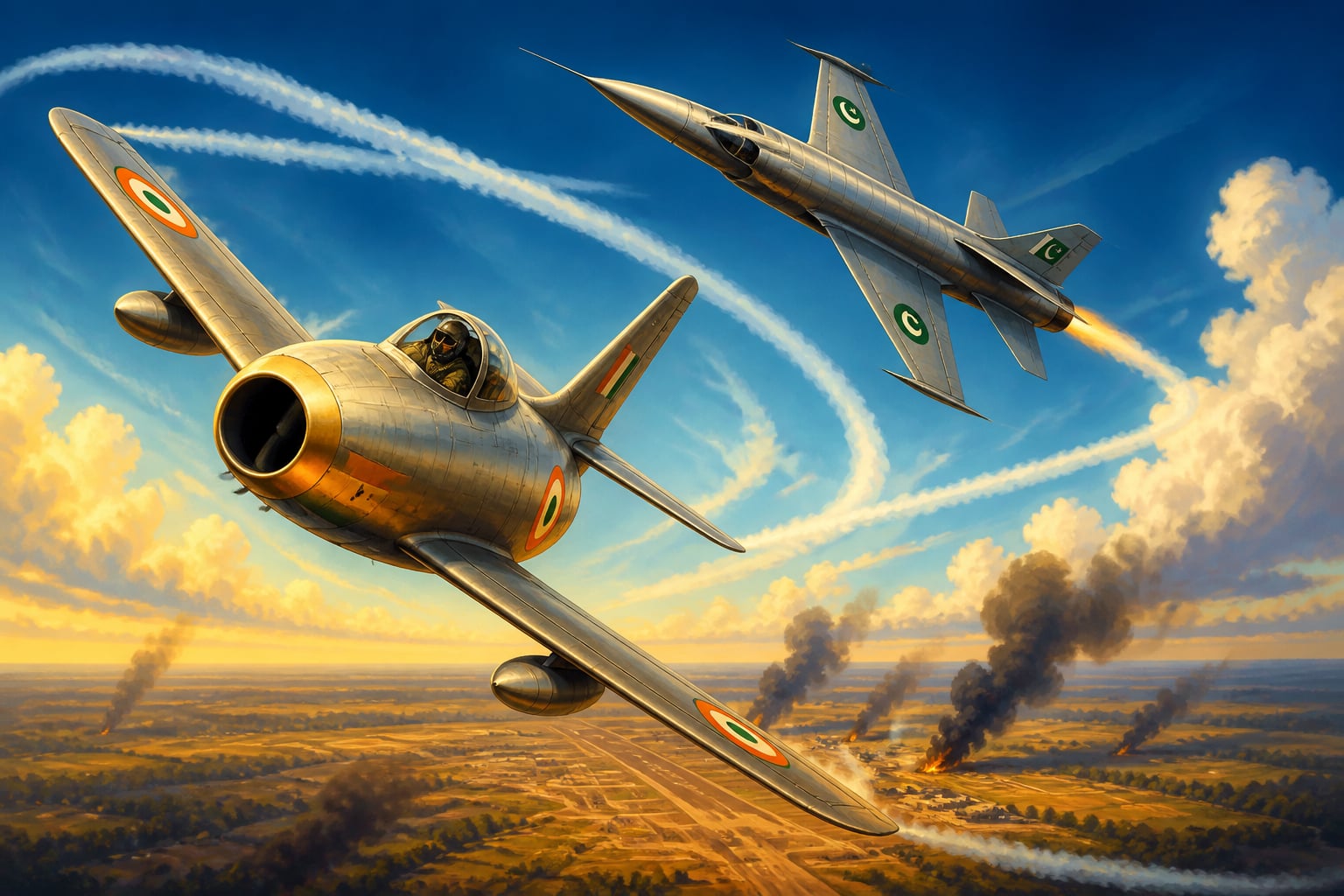 Devayya's Mystere turning with an F-104 over Sargodha