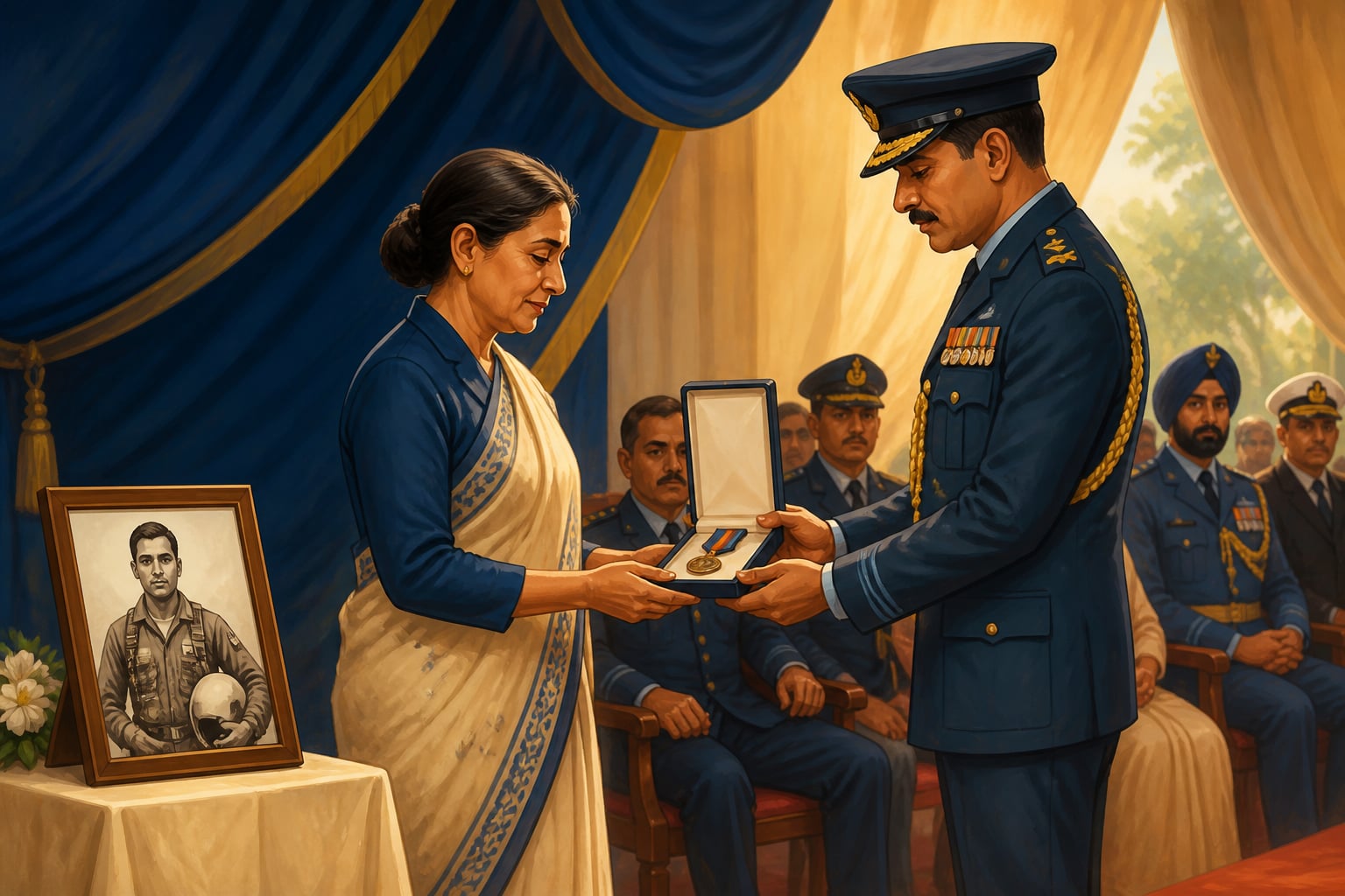 Devayya's widow receiving the Maha Vir Chakra in 1988