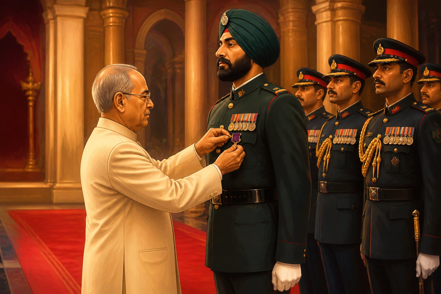 Bana Singh receiving the Param Vir Chakra from the President