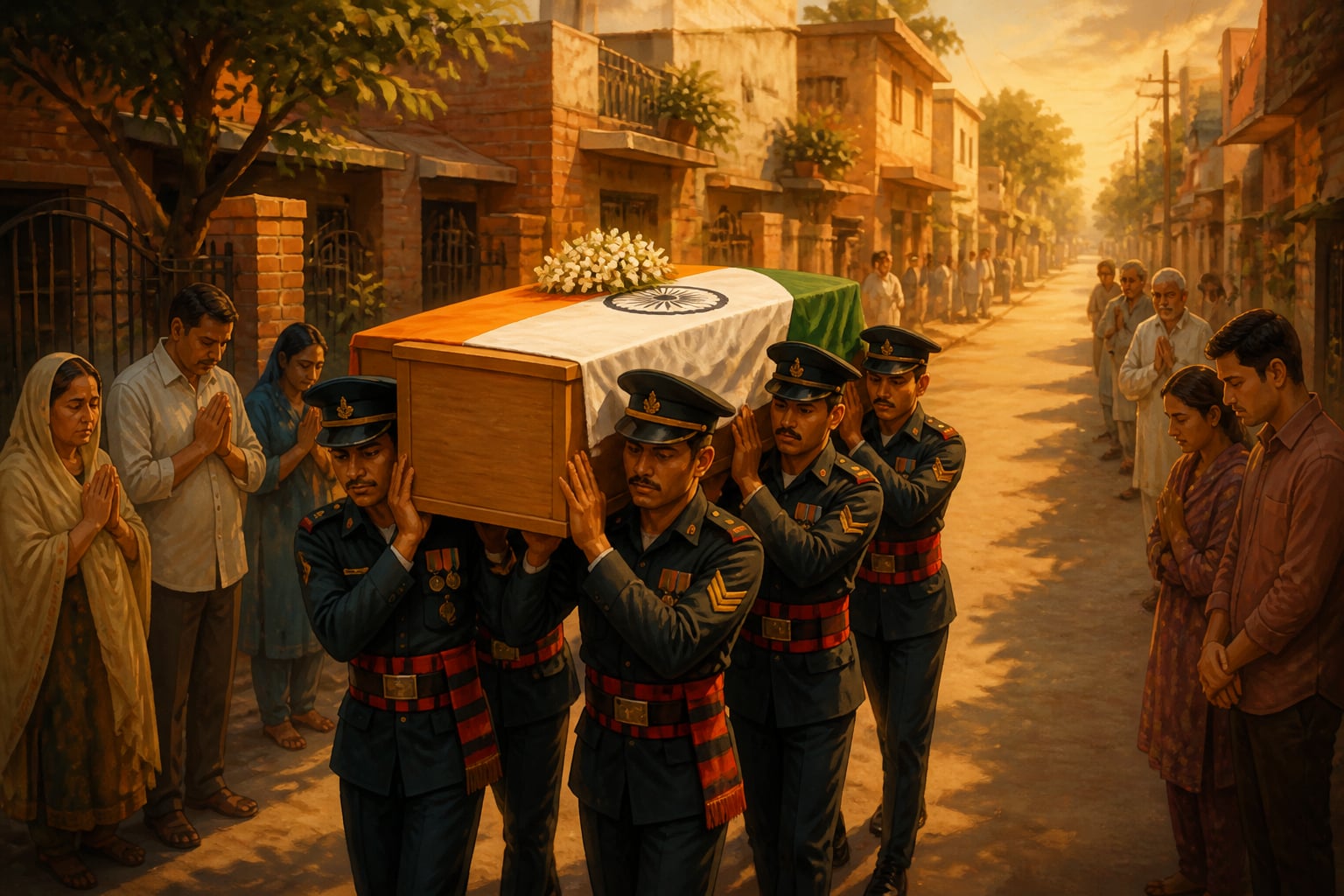 Captain Nayyar's flag-draped coffin returning home to Delhi