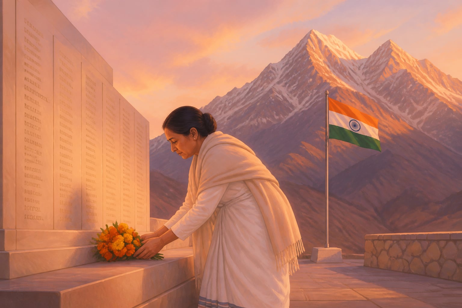 Meena Nayyar at the Kargil War Memorial in Dras