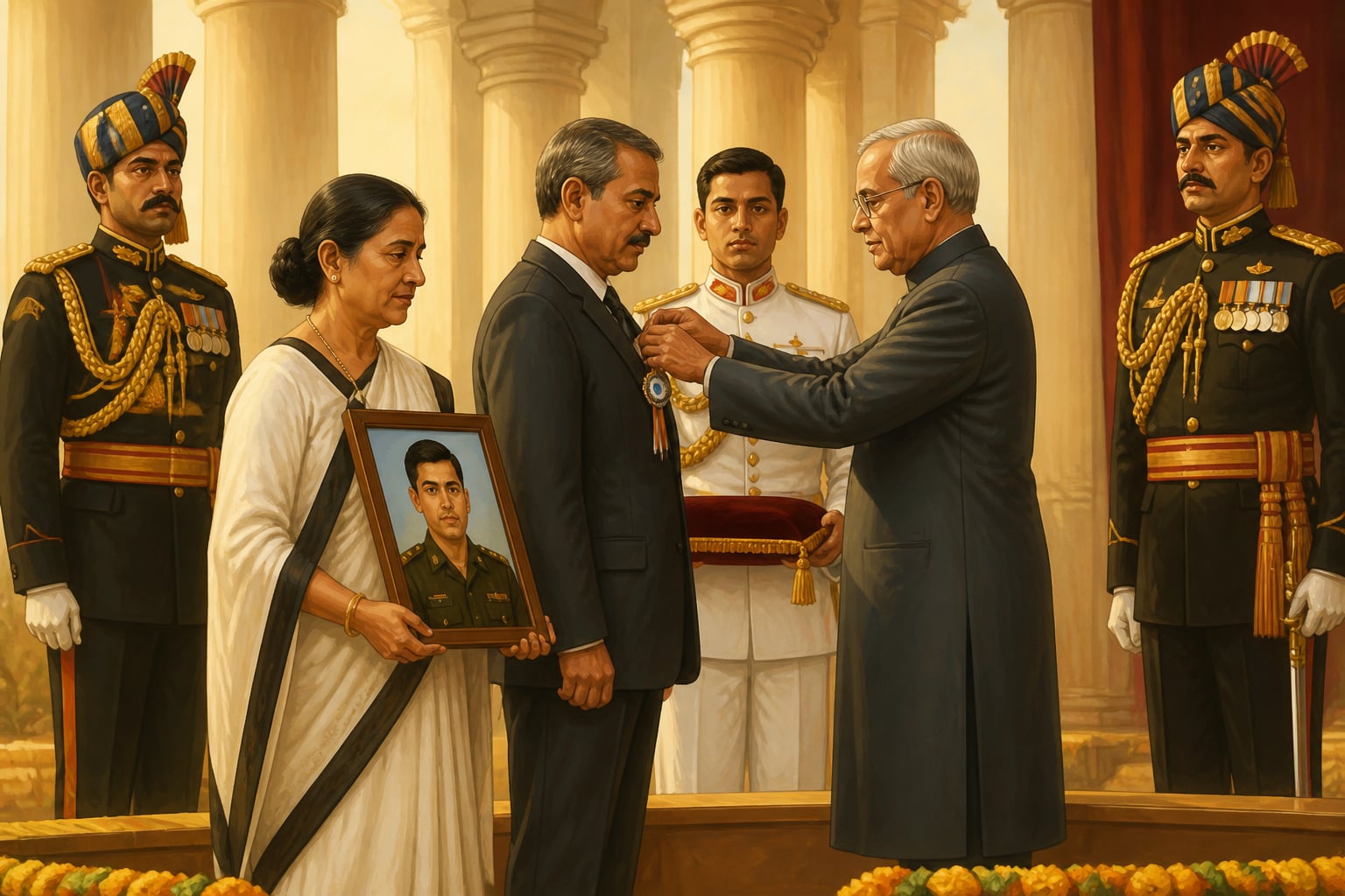 Sandeep's family receiving the Ashoka Chakra at Rashtrapati Bhavan