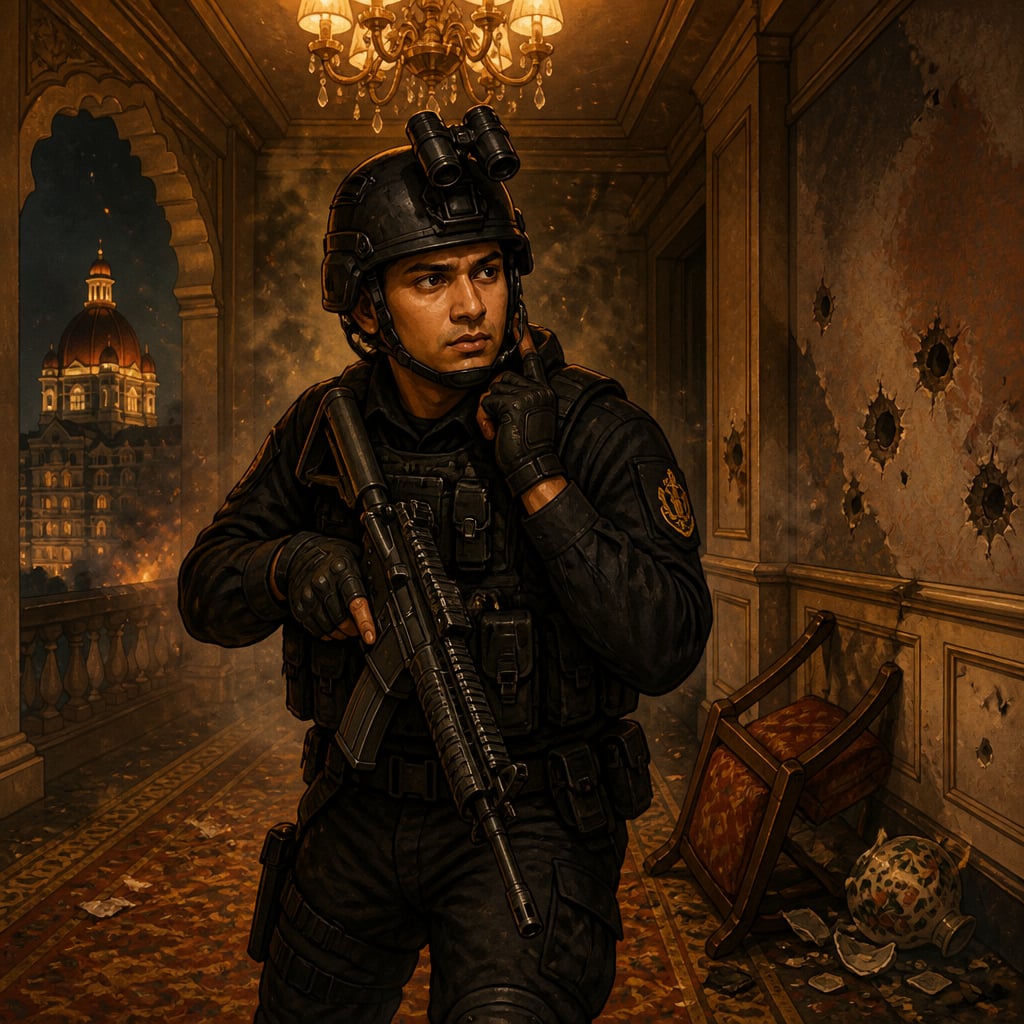 Major Sandeep Unnikrishnan clearing the sixth floor of the Taj Hotel during 26 11