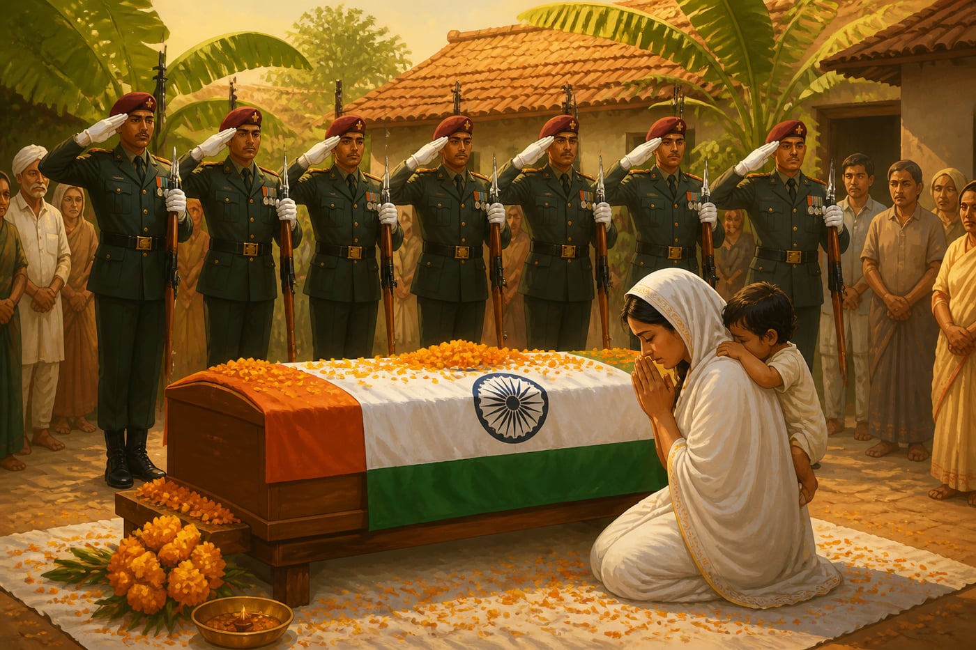 A village military funeral honouring a Galwan martyr