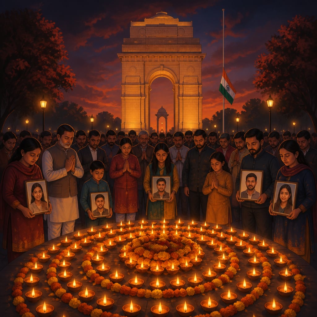 A candle vigil at India Gate mourning the Pahalgam victims