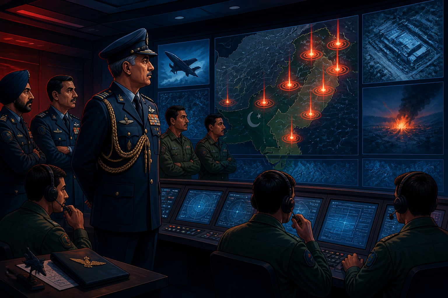 The IAF war room overseeing the nine simultaneous strikes of Operation Sindoor