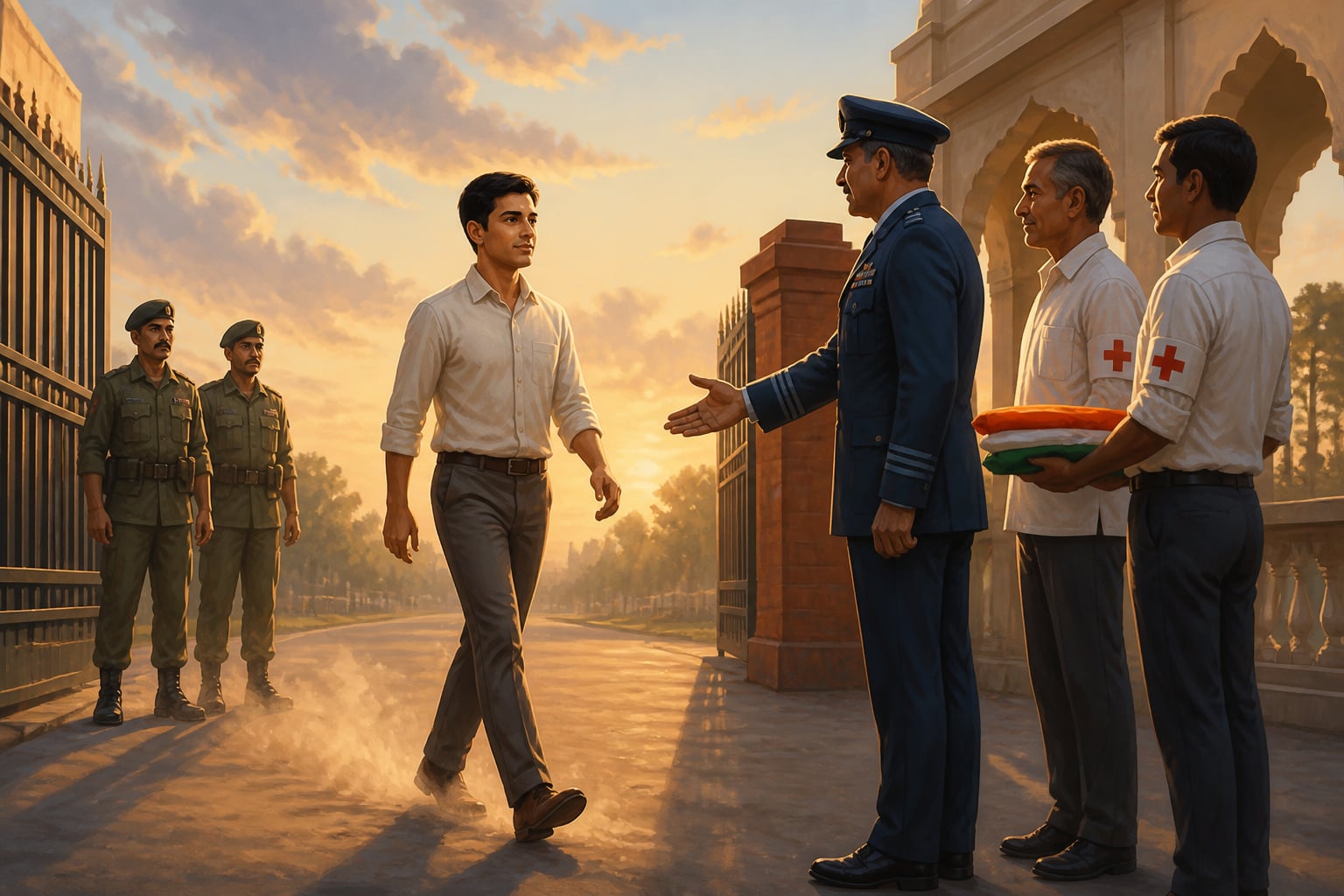 Flight Lieutenant Nachiketa returning across the Wagah border