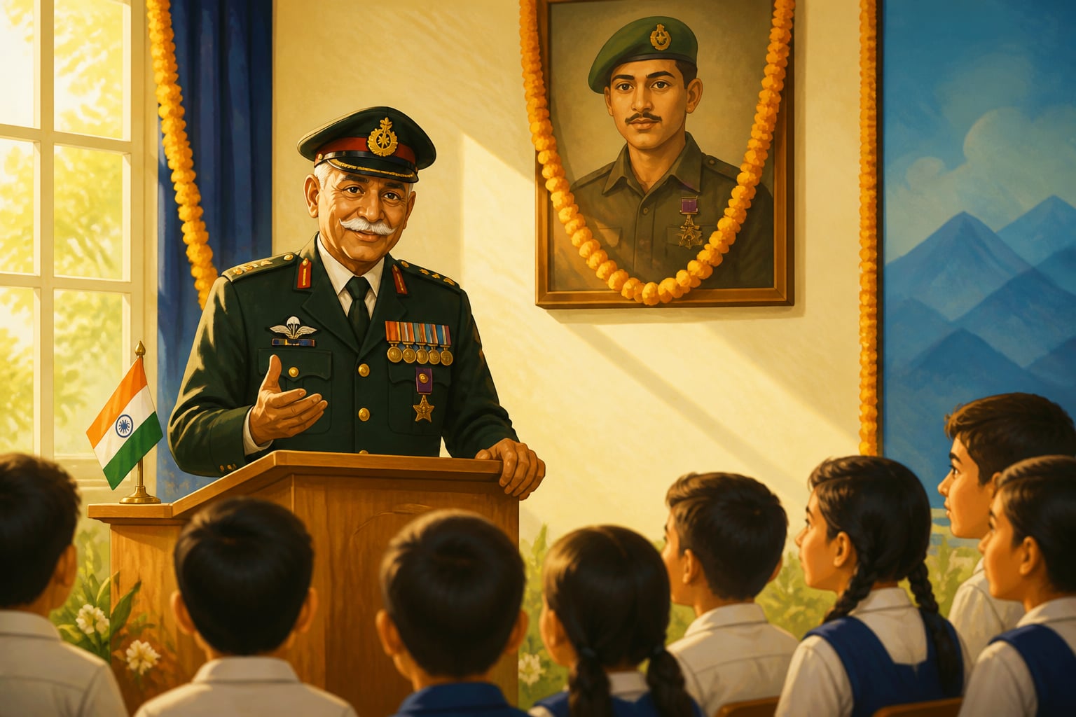 Yogendra Singh Yadav speaking to students as a living legend