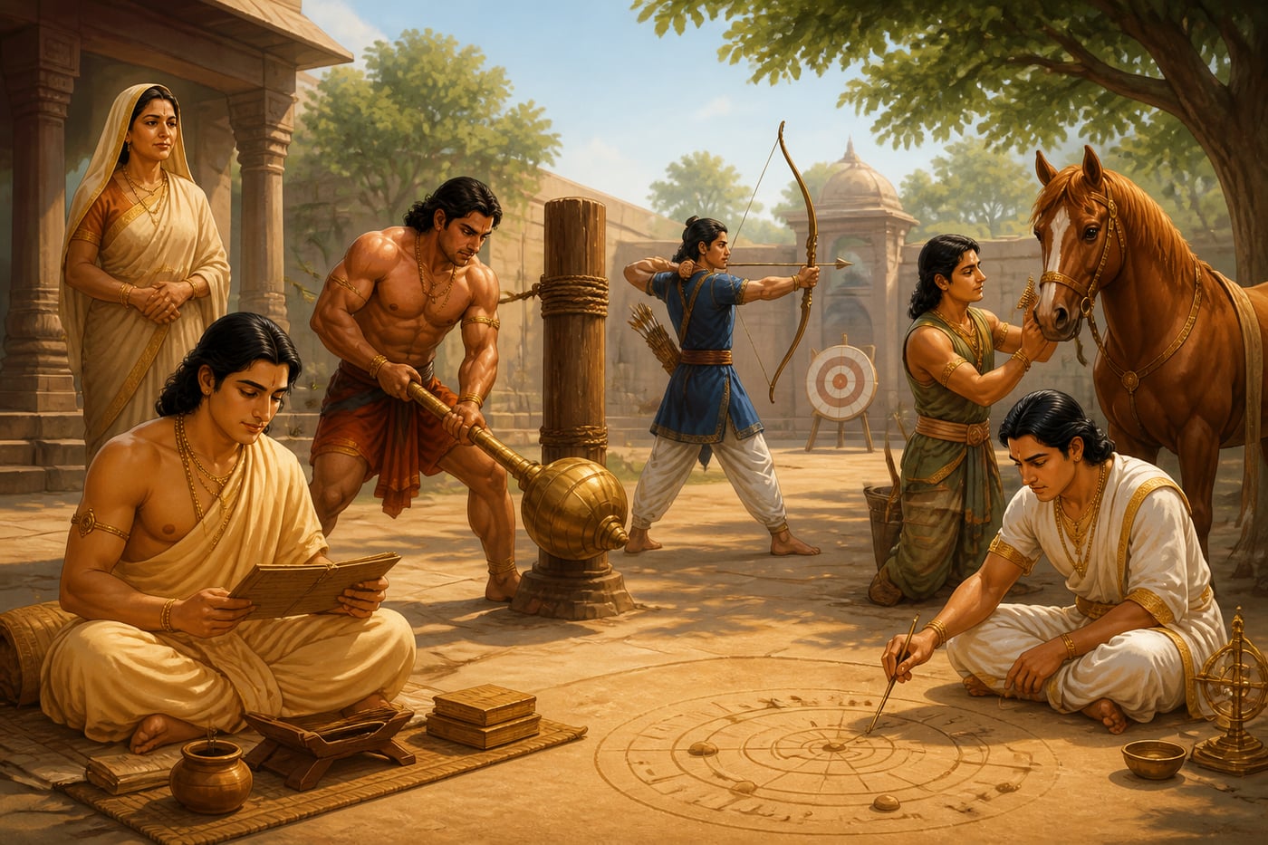 The five Pandava brothers in their distinct callings